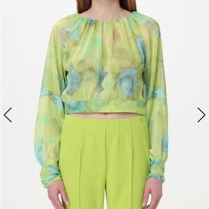 LIU JO watercolour-effect cropped blouse